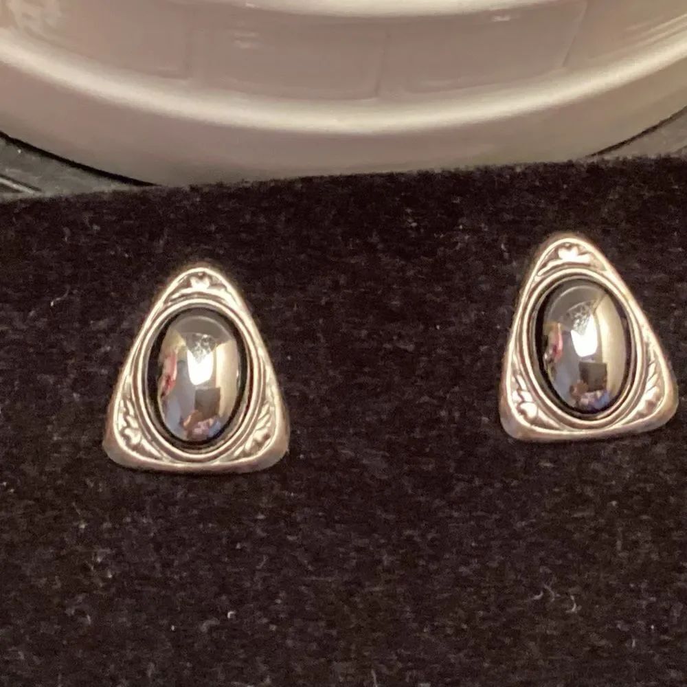 Gunmetal Finish Pierced Earrings